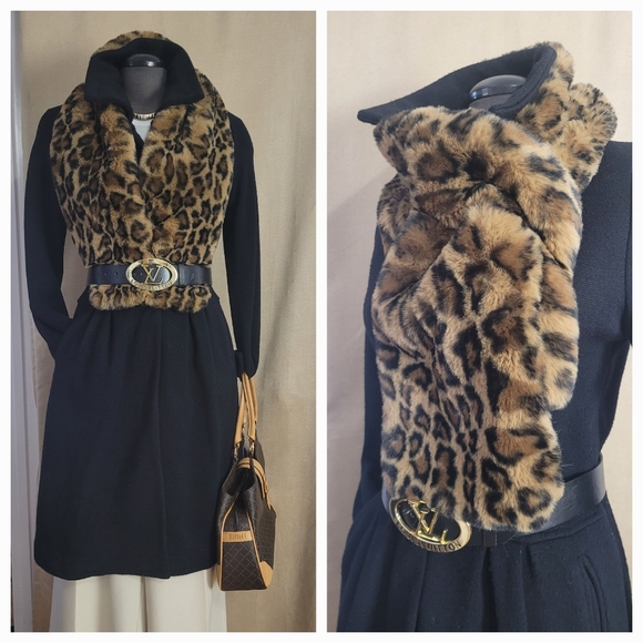 Leopard Scarf / faux fur - Picture 4 of 7